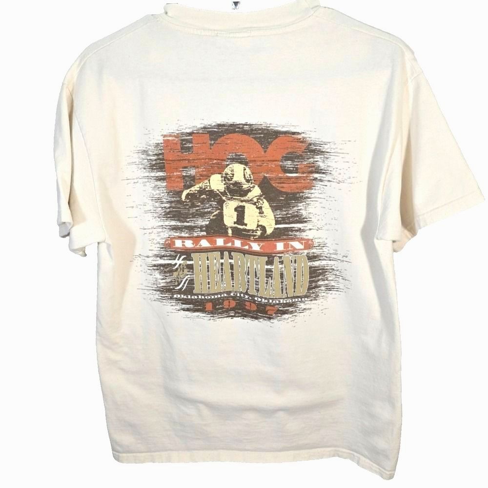 Vintage 1997 Harley Davidson Men's M HOG Rally In Heartland Oklahoma T Shirt USA